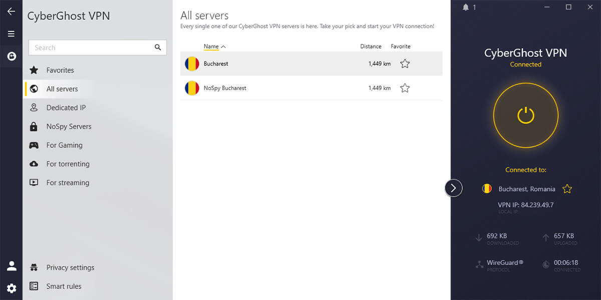 CyberGhost VPN Romanian IP Address