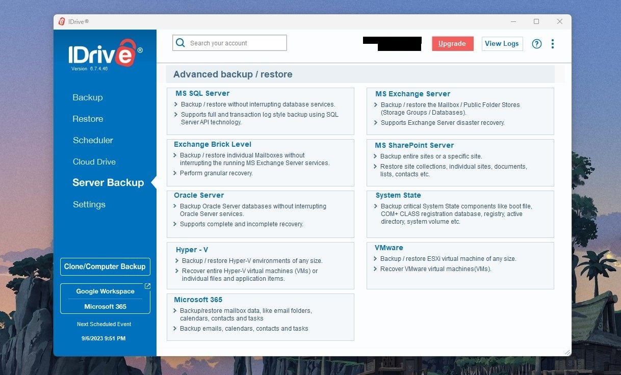 IDrive Server Backup