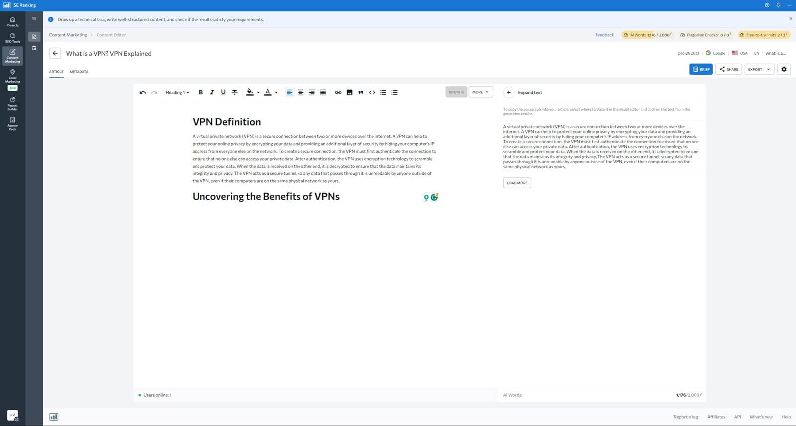 Se Ranking Content Editor