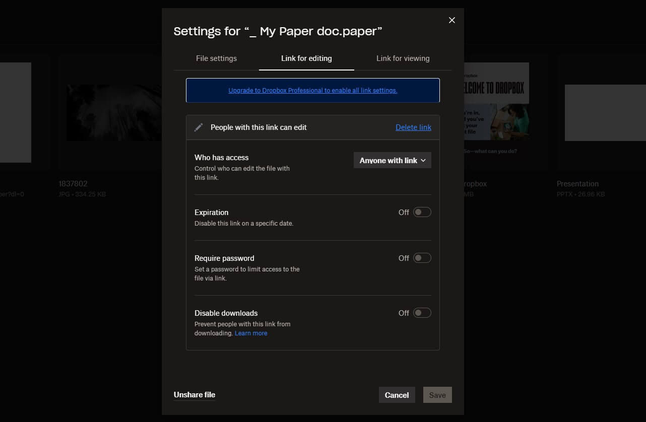 Dropbox File Sharing
