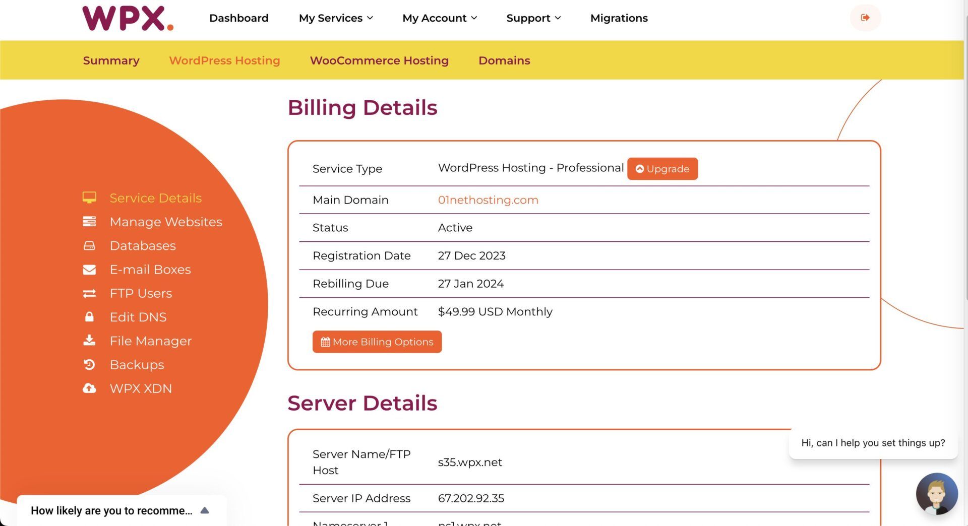 Wpx Hosting Dashboard