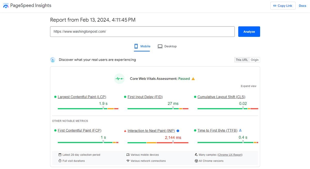 Audit Pagespeed Insights