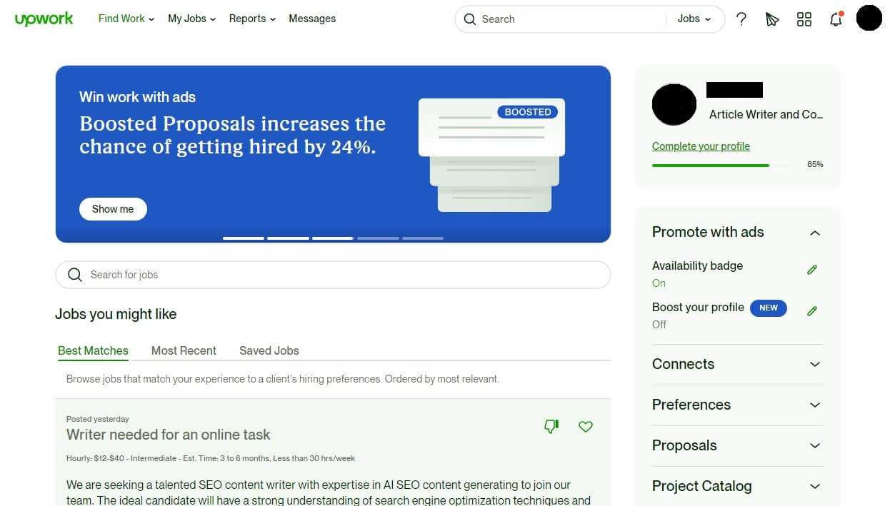 Upwork Interface