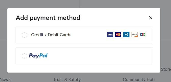 Fiver Available Payment Methods