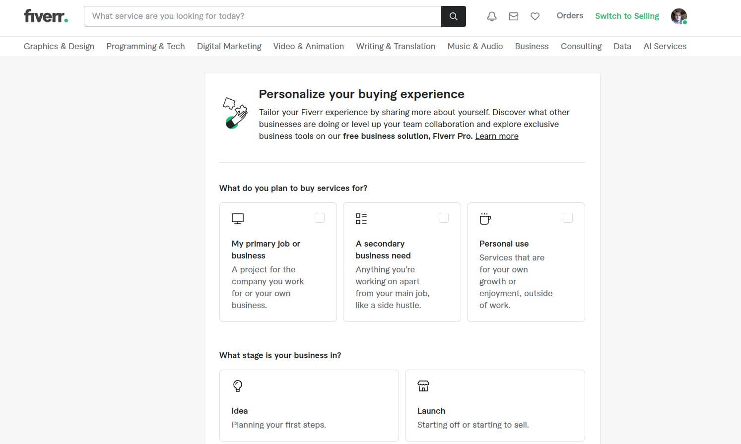 Fiverr Finding Sellers 2