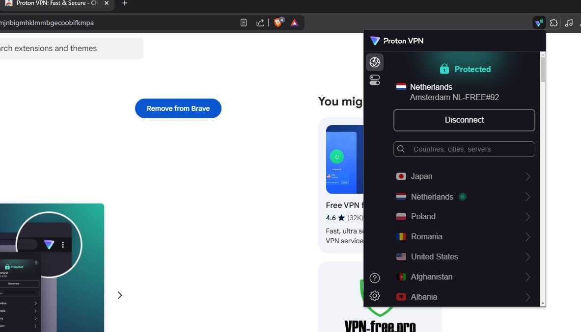 Proton Vpn Chrome Connected
