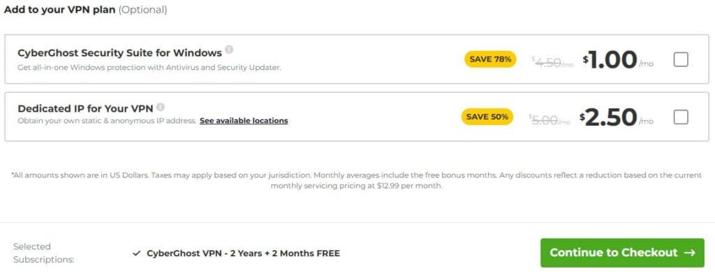 Cyberghost Price Addons