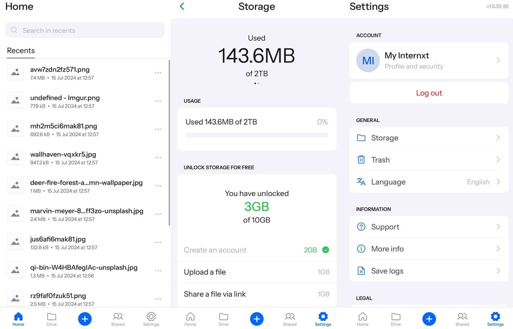 Internxt Mobile App