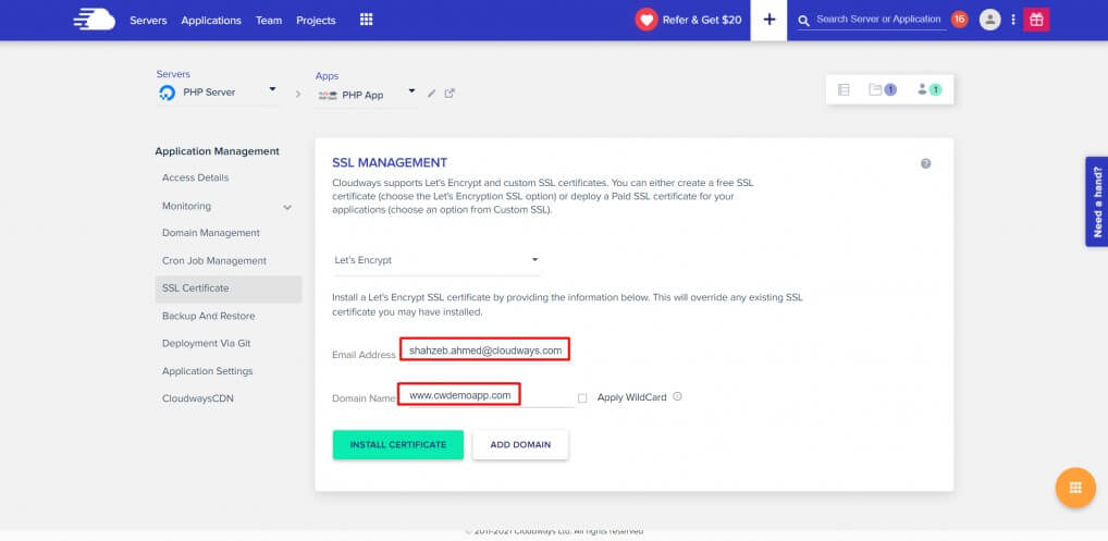 Cloudways Add Certificate