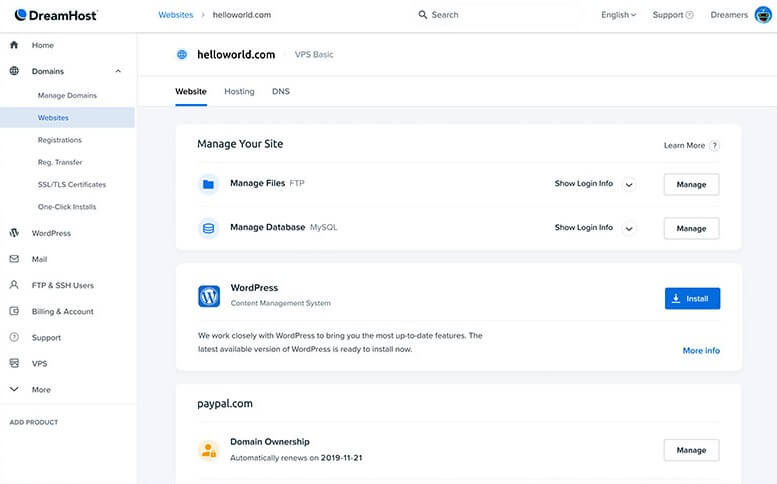 Dreamhost Panel