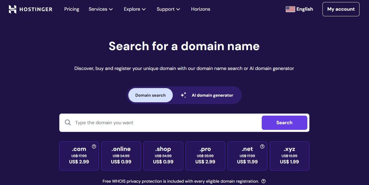 Hostinger Domain Name Buy