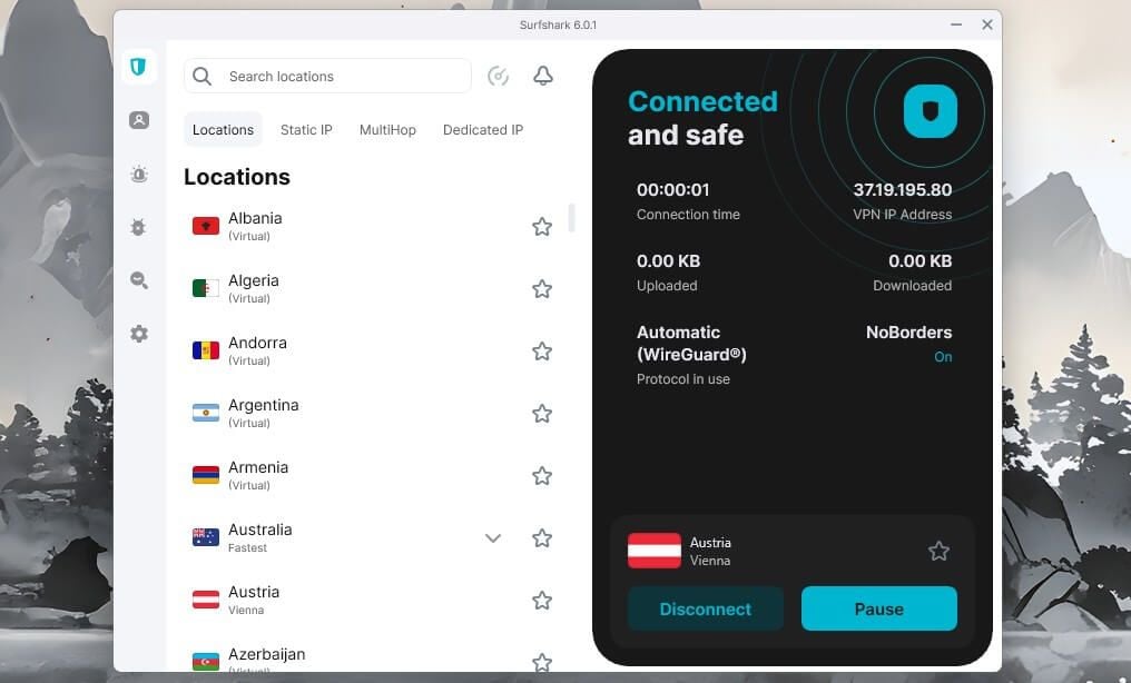 Surfshark App Windows Connected