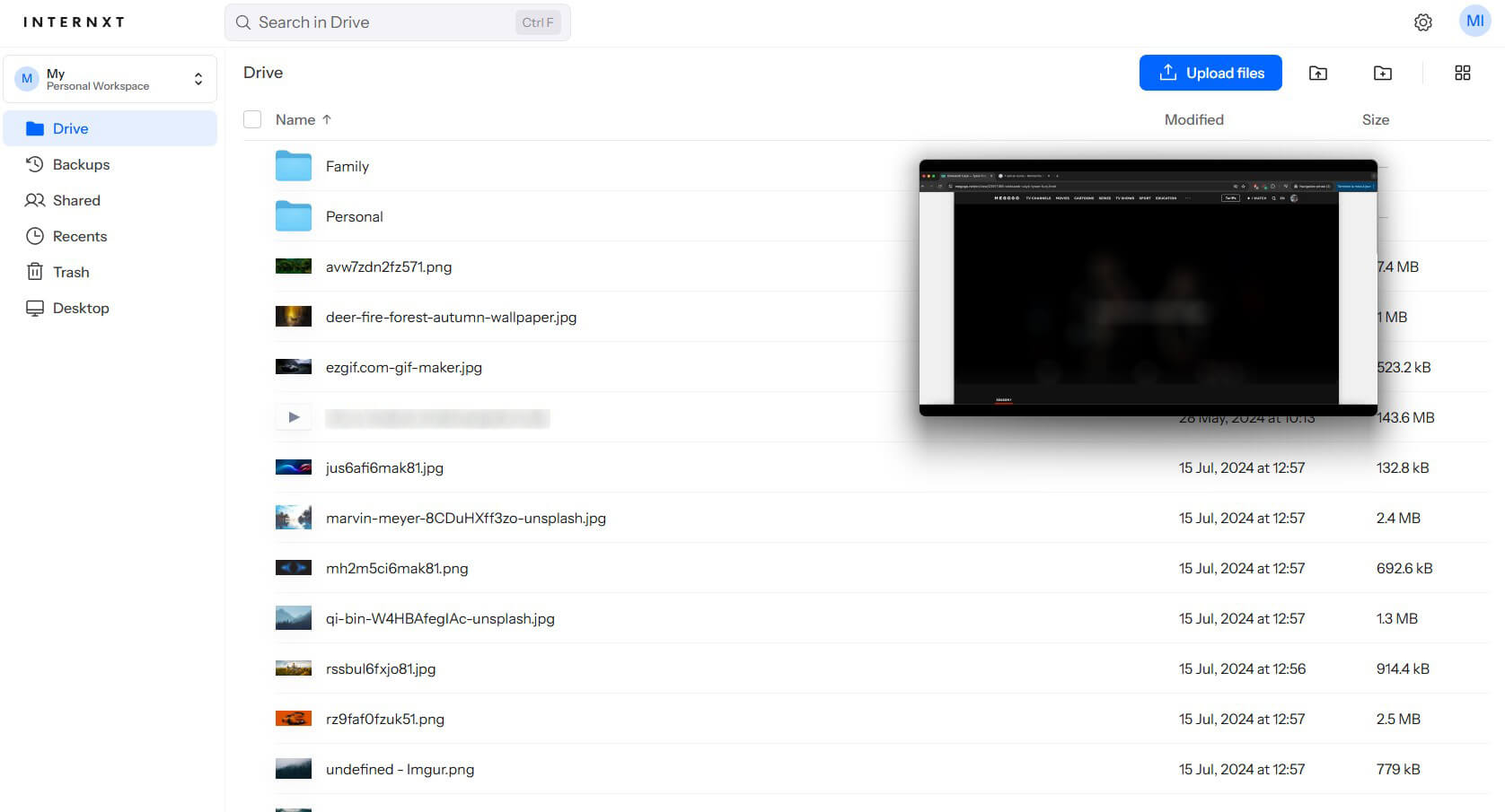 Internxt Video Preview Pip