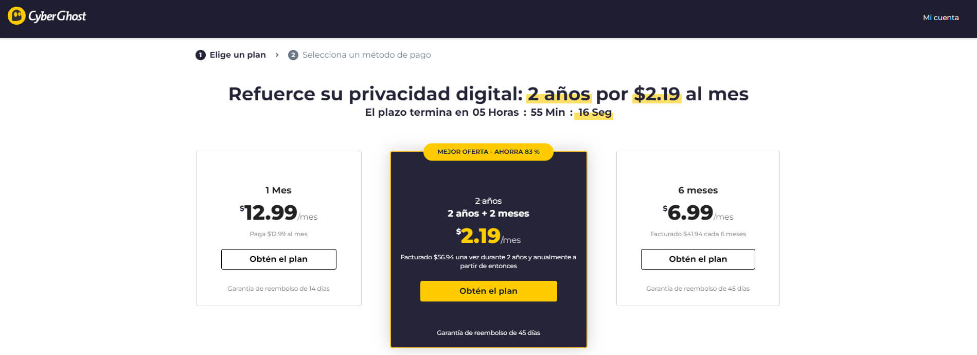 Precios de CyberGhost VPN