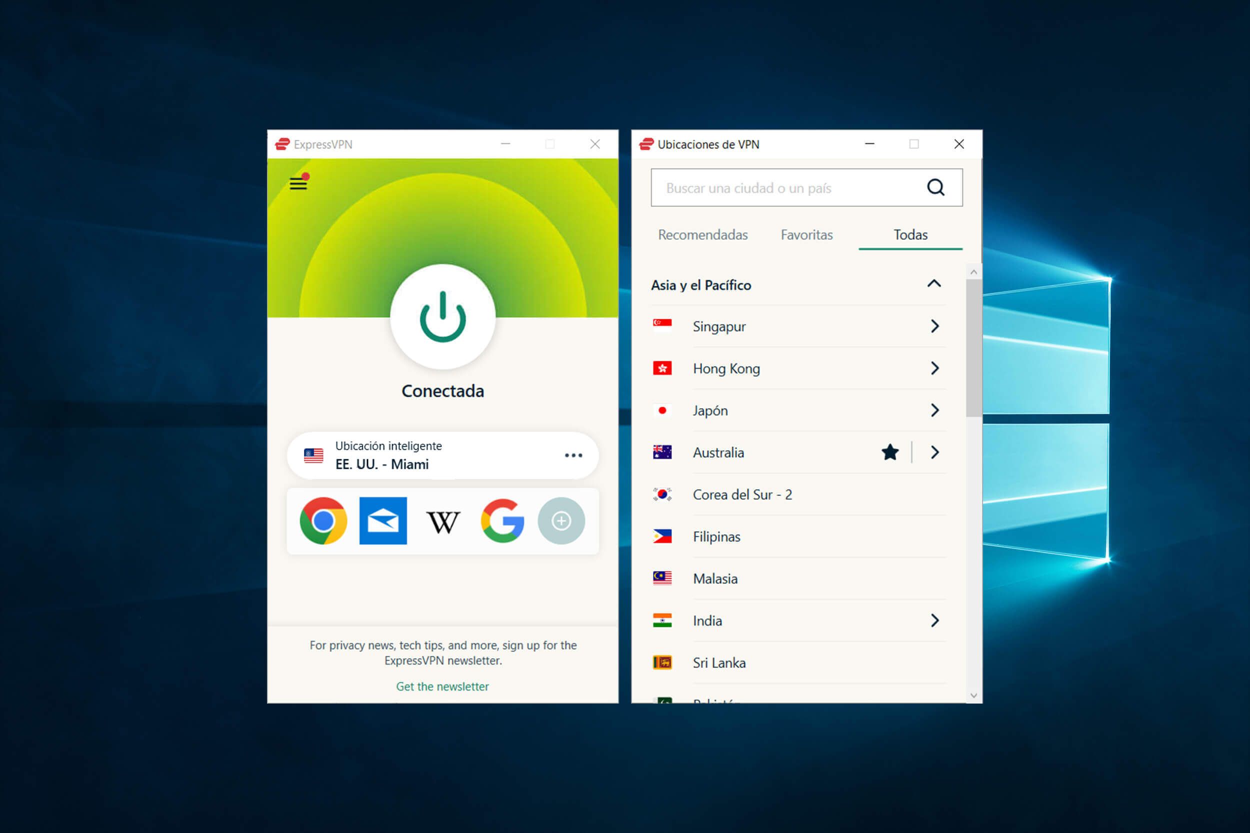 Conectarse a ExpressVPN Estados Unidos