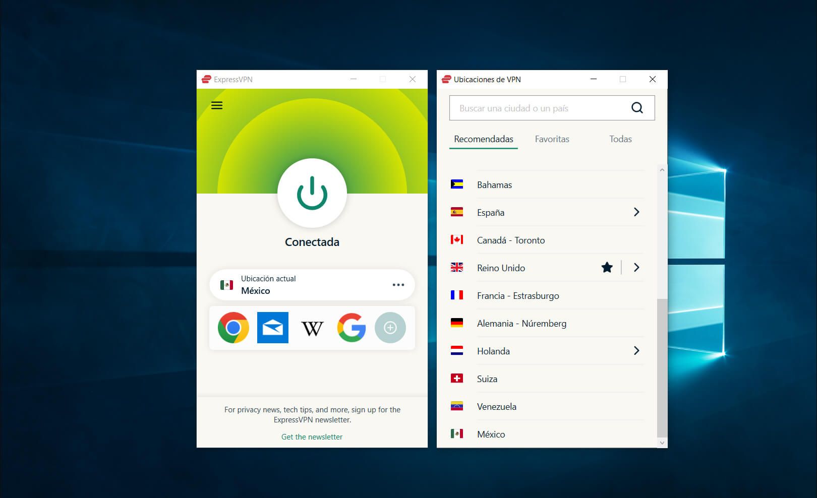 Conectarte ExpressVPN Mexico