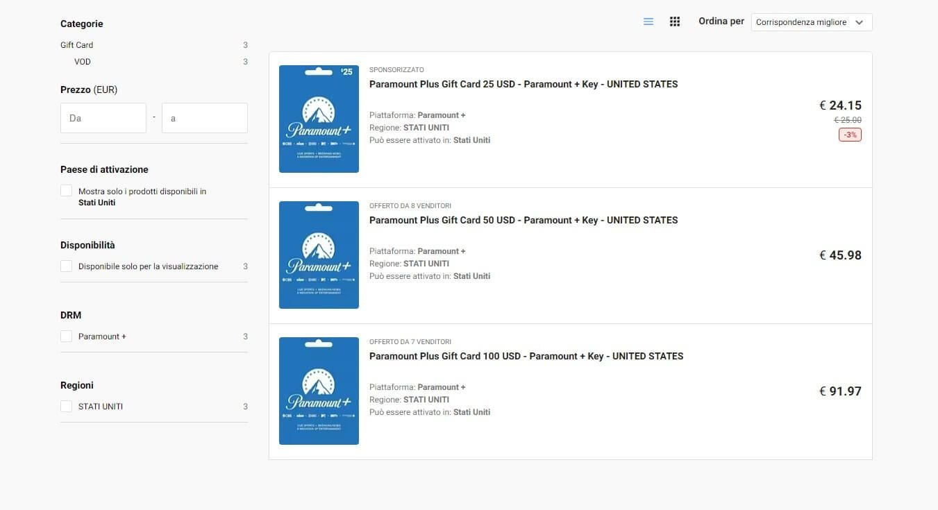 G2a Paramount Gift Card